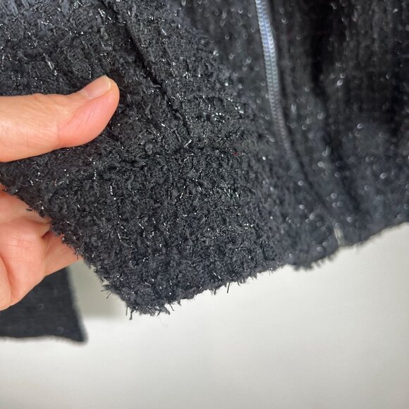 Joie Womens Glitters Full Zip Bomber Boucle Knit Jacket MEDIUM Black - Picture 5 of 12